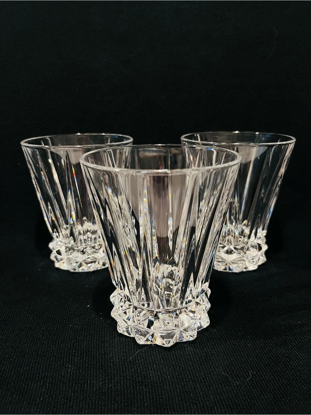 Vintage Rosenthal Blossom Germany Double Old Fashioned Crystal Glasses Set of 3